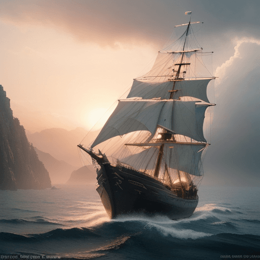 AI generated: Photo of a ultra realistic sailing ship, dramatic light, pale sunrise, cinematic lighting, battered,...