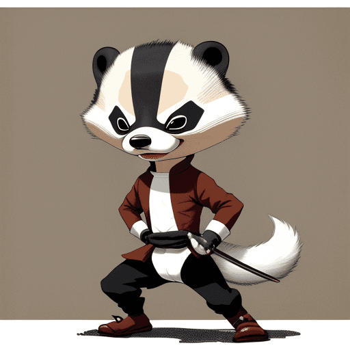 AI generated: art work by Stan Sakai, anthropomorphic badger samurai, young male