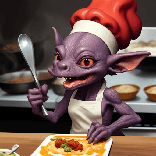 AI generated: a kobold chef who looks stressed