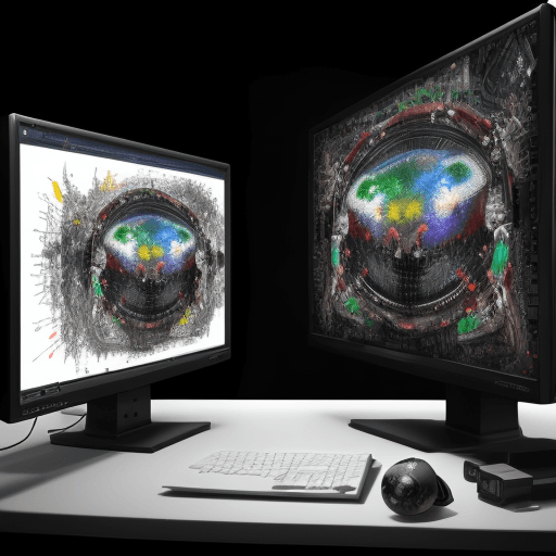 AI generated: incredible hyper realistic painting of a computer analyzing complex data sets, 4k, hyper realistic, ...