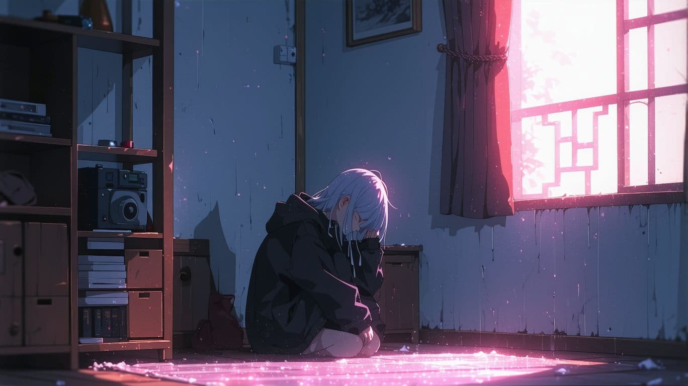 AI generated: High resolution photography interior sad anime 
