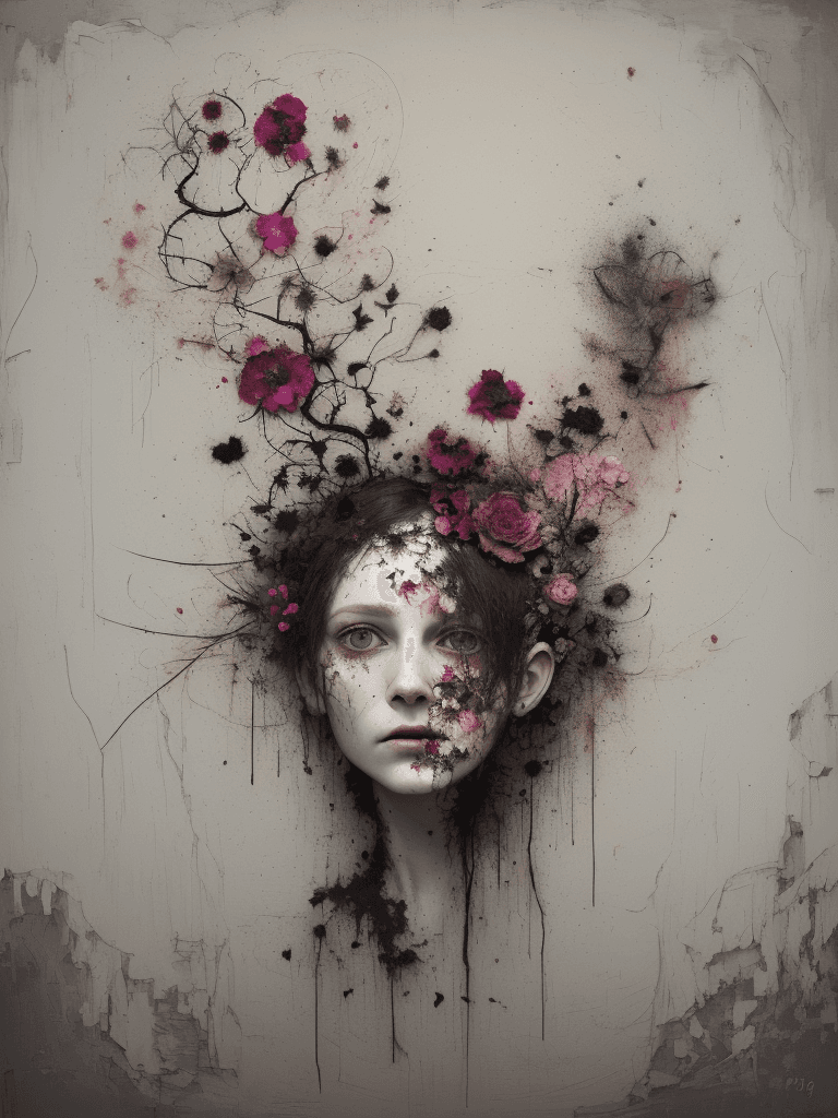 AI generated: floral decay in the style of jake wood evans , --ar 9:16