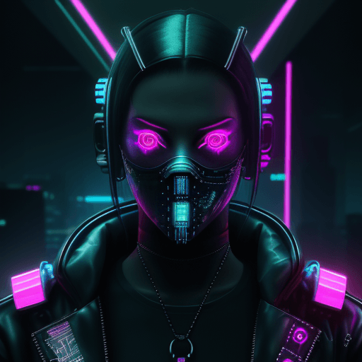 AI generated: cyberpunk hacker, metal mesh mask, neon colors neon light, masterpiece, epic scene, highly detailed
