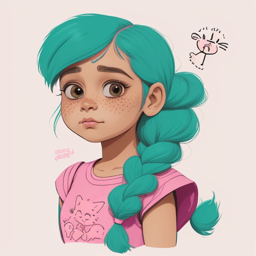 AI generated: An Doodle style illustration of a quirky girl 5 year old  like chutki from chhota bheem animation
 w...