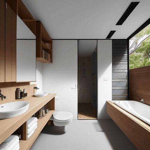 AI generated: In a small urban dwelling in Australia, this architectural mashup would prioritize efficient use of ...