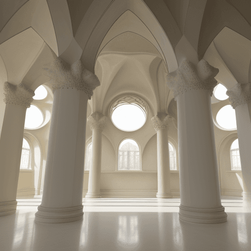 AI generated: neoclassical architecture, inspired by Gaudi, minimalism, modern, --ar 3:4