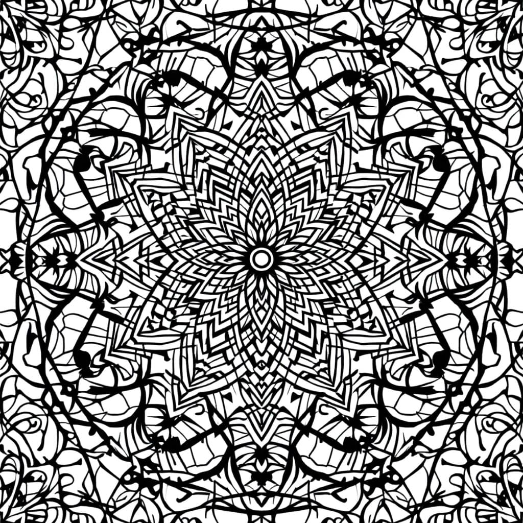 AI generated: As I'm looking for a unique and calming coloring experience, I'd like to create a custom geometric b...