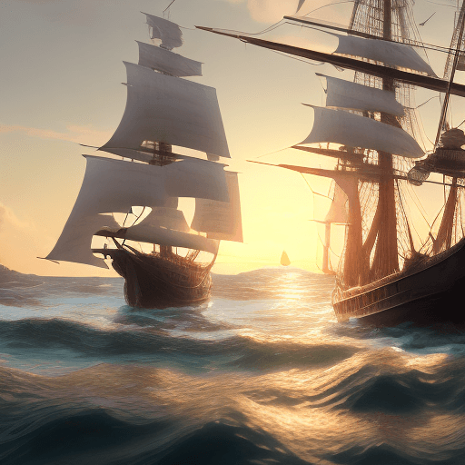 AI generated: Photo of a ultra realistic sailing ship, dramatic light, pale sunrise, cinematic lighting, battered,...