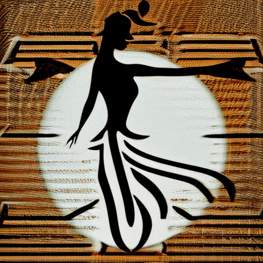 AI generated: A stylized silhouette of a flamenco woman wearing a flowing bata de cola dress, drawn with elegant a...