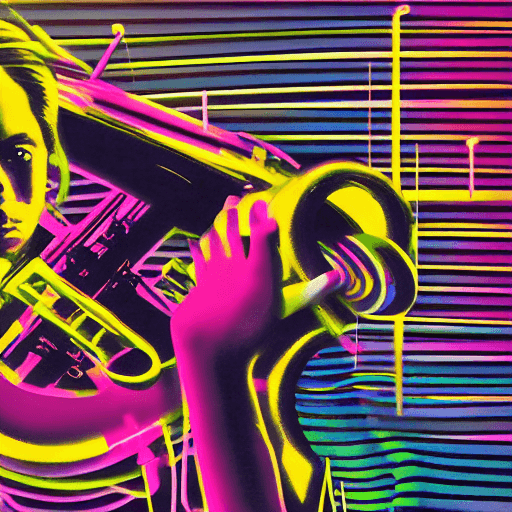 AI generated: 80s music artwork featuring a saxophone
