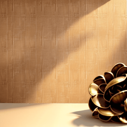AI generated: Flat lay, material board, fern printed wallpaper, old brass sample, old rose wall paper medium size ...
