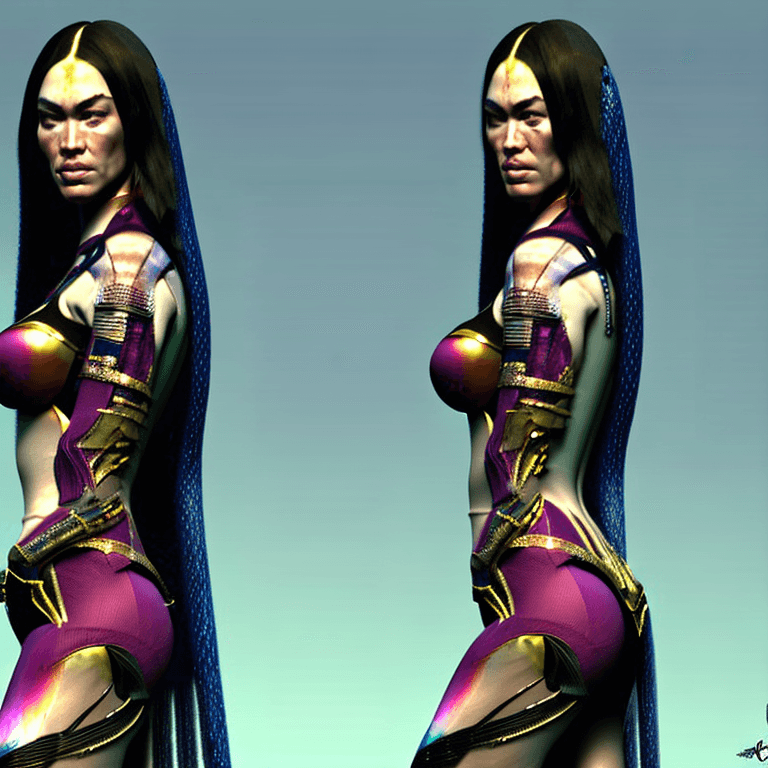 AI generated: Goddess full body close-up portrait megan fox. evolved centuries of woman, planet of the apes, orchi...