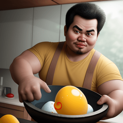 AI generated: Realistic-caricature of a big-headed baby with the face of an Indonesian adult man emerging from a n...