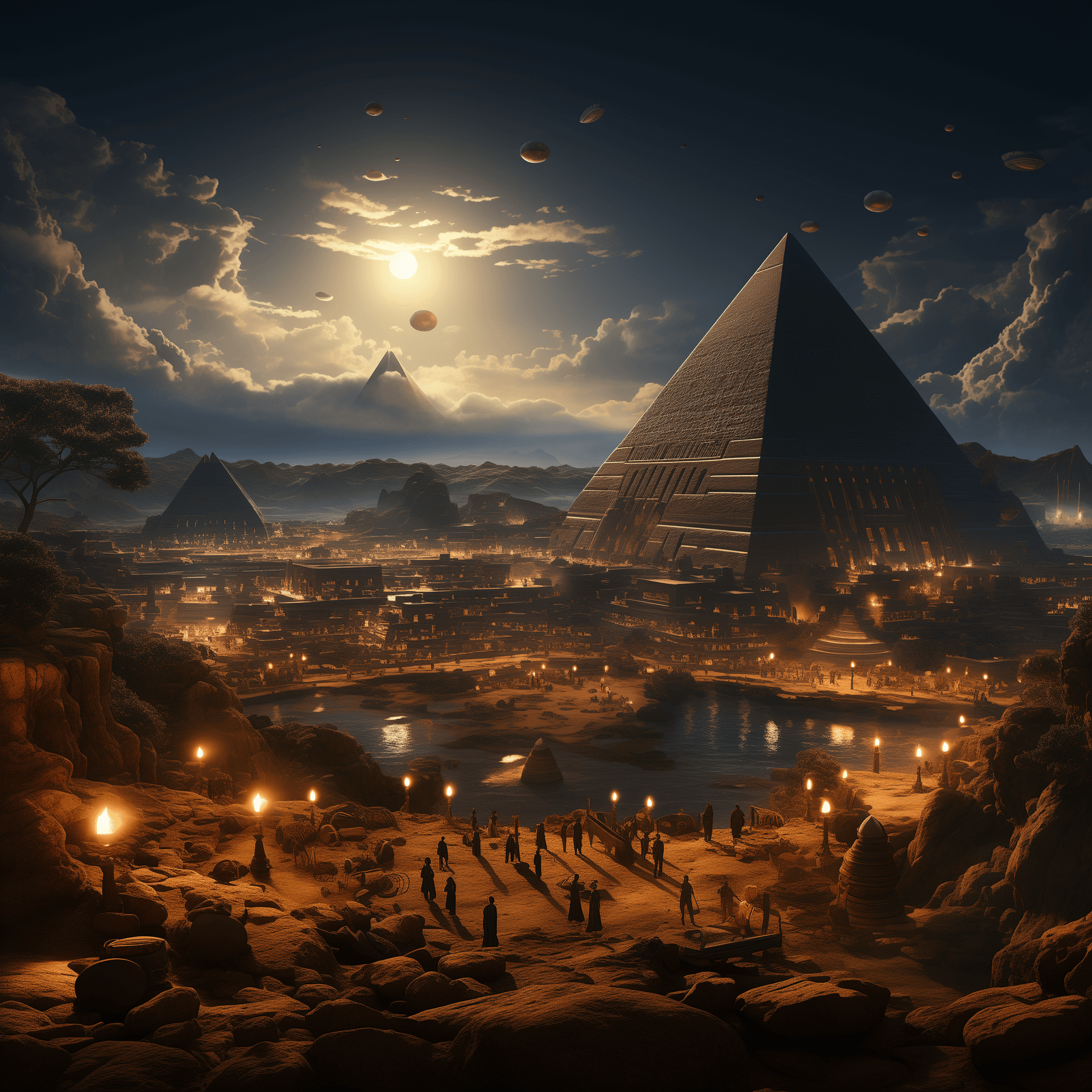 AI generated: a detailed scene in which Earth scientists uncover an ancient alien archaeological site on a distant...