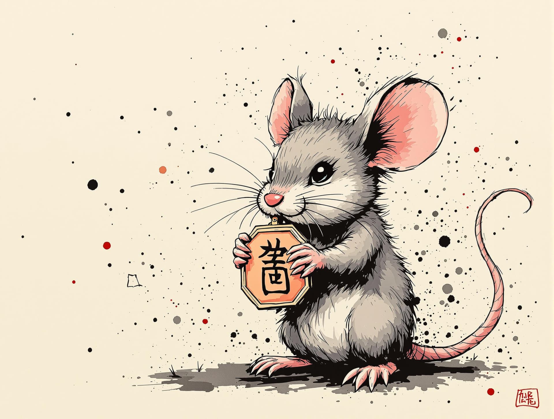 AI generated: exquisite，best quality, original, wallpaper,  complicated_background, a cute Mouse with straight fac...