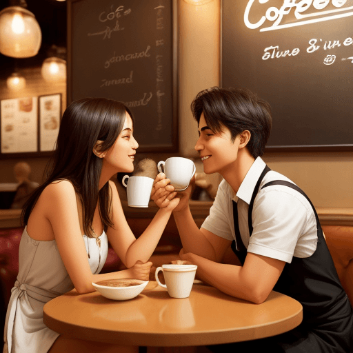 AI generated: 2 lover at coffee restaurant
