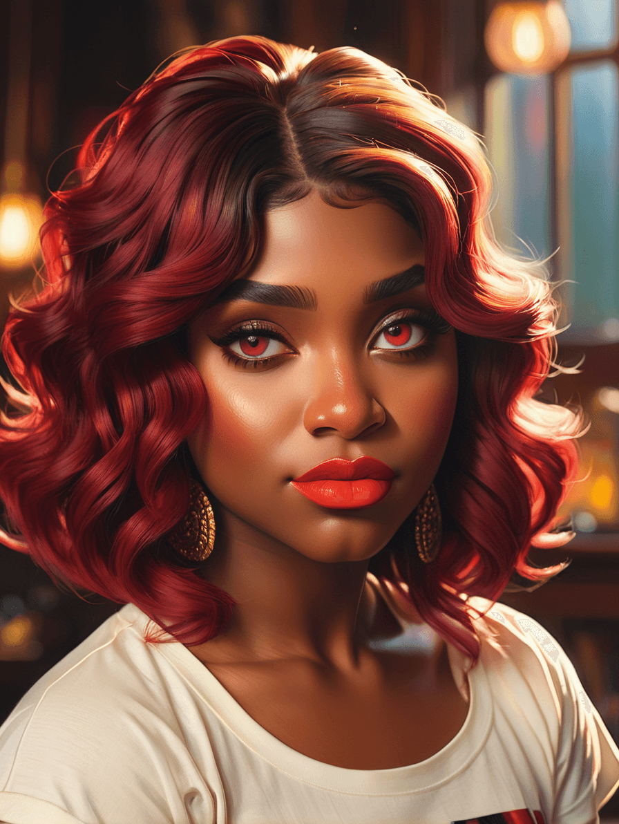 AI generated: studly Heavy-set (((Nicki Minaj:0.50)(Normani:0.50)):1.5) Lady, Short, Diamond-Shaped Face, tan Skin...