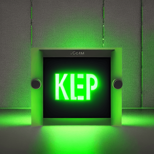 AI generated: green light box with the words "Keep calm and Generate prompt" written on it, in an empty dark room,...