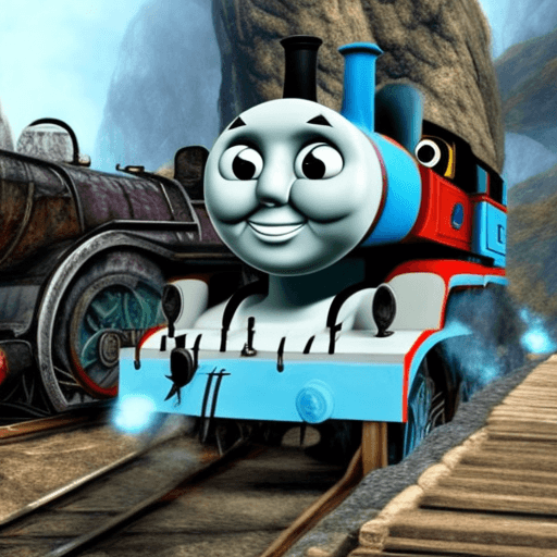 AI generated: Thomas the tank engine as a skyrim dragon.