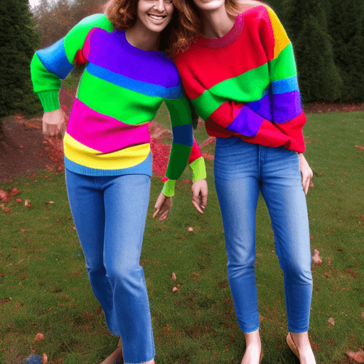 AI generated: Colorful people in colorful cashmere sweater