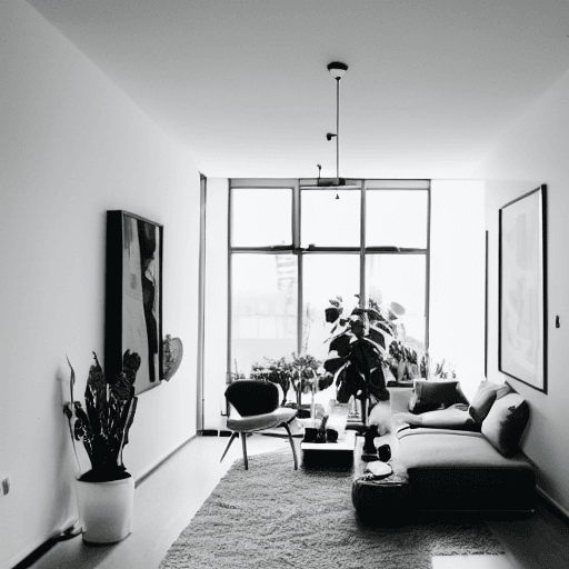AI generated: photography of a minimalist living room, [white interior]