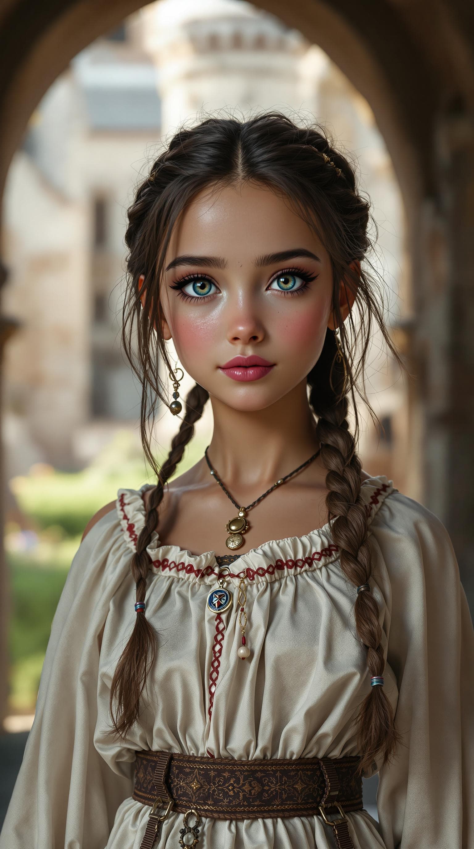 AI generated: A stunning professional photograph of the most beautiful girl in the world, a second-grader, depicte...