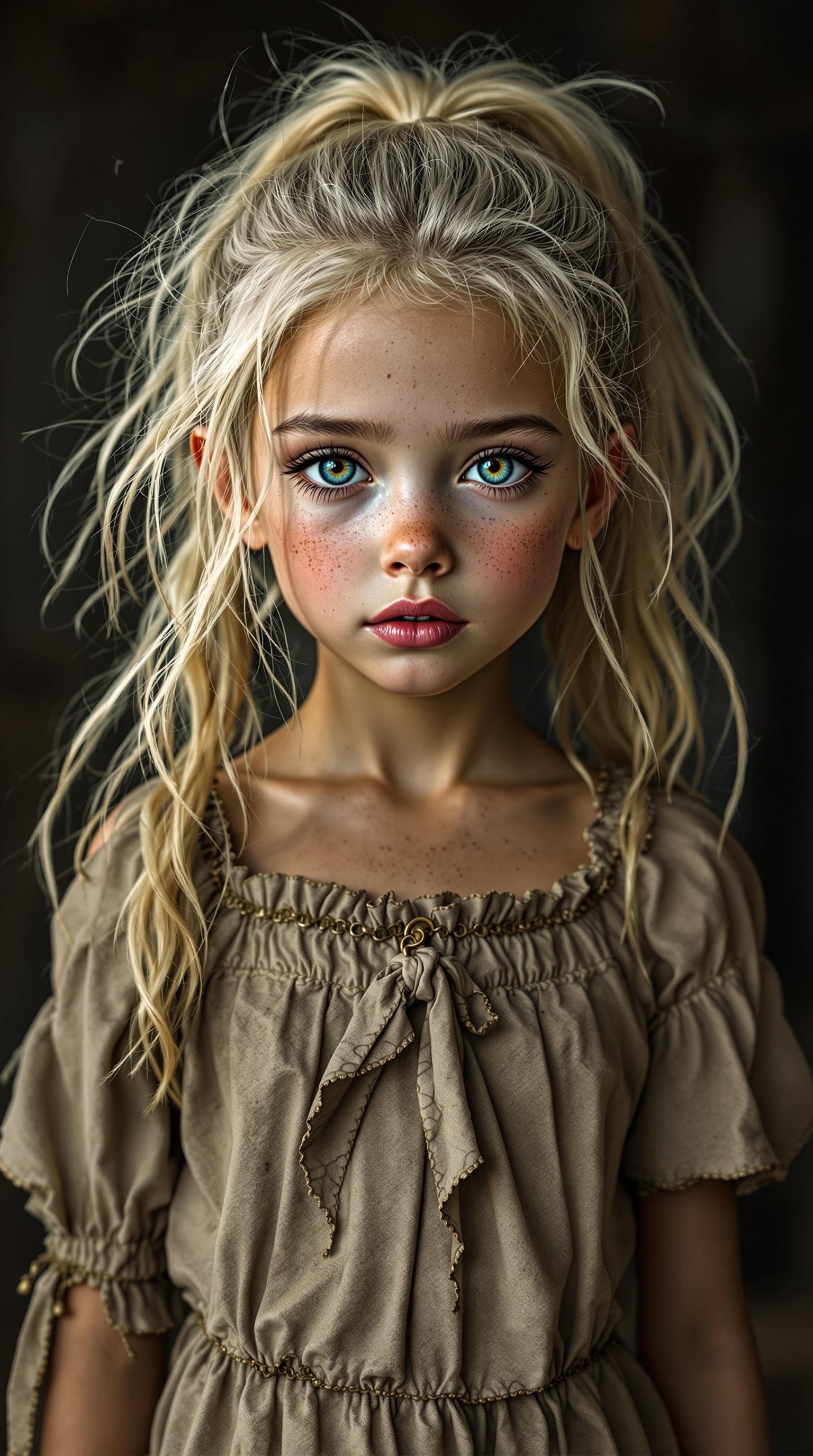 AI generated: a professional photo of a exceptionally beautiful girl in the world (age 7), (seven year old) highly...