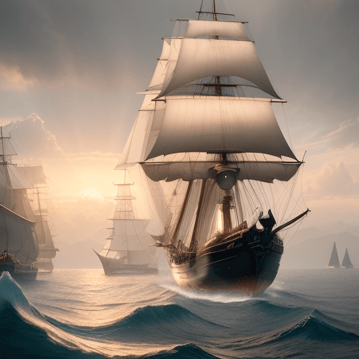 AI generated: Photo of a ultra realistic sailing ship, dramatic light, pale sunrise, cinematic lighting, battered,...