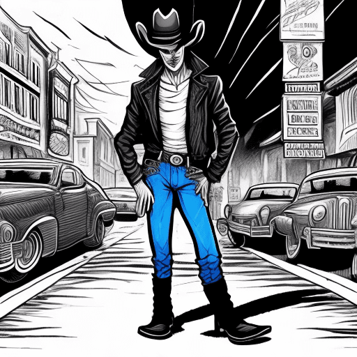 AI generated: Line art in the style of Vampire the Masquerade of a male Tzimisce vampire at night on a street in a...