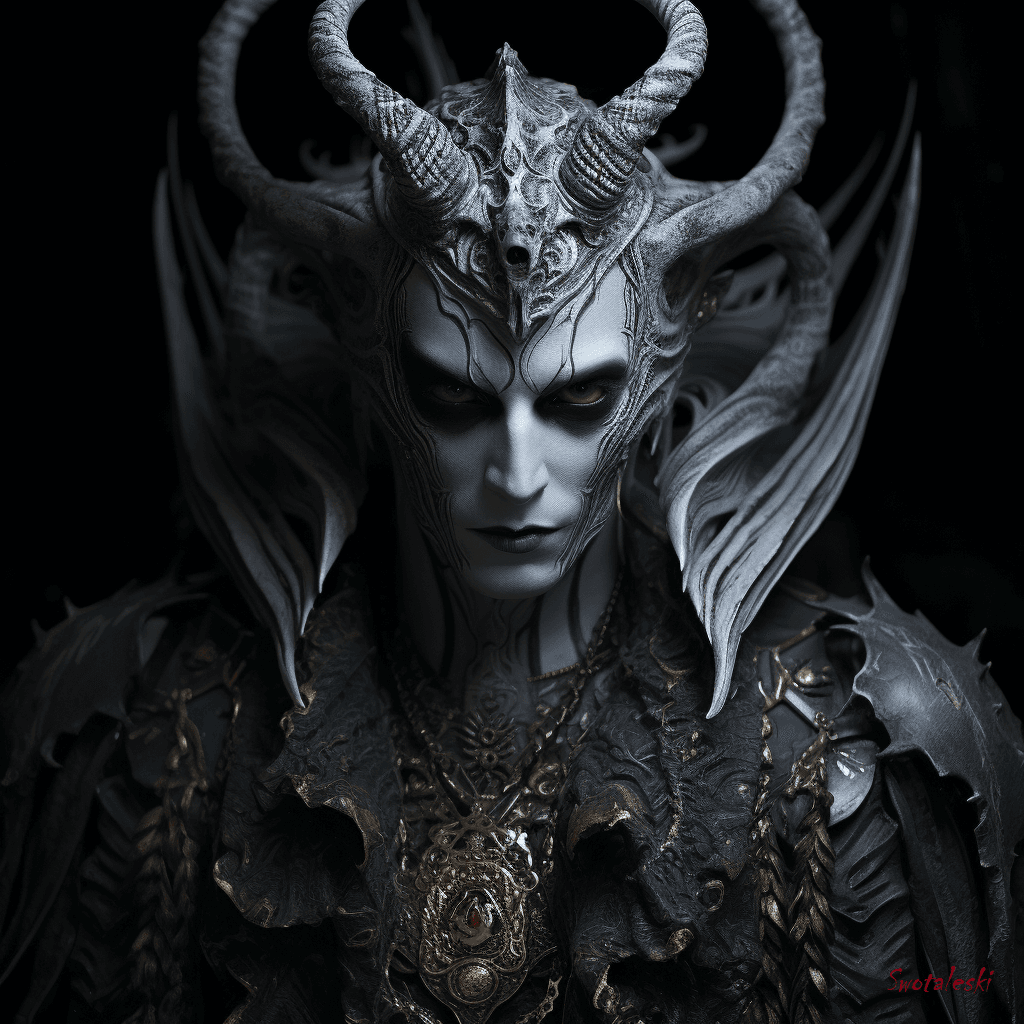 AI generated: A captivating portrait of Veles, the enigmatic chthonic deity with multiple functions, amidst a real...