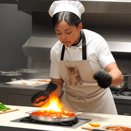 AI generated: a cat cooking