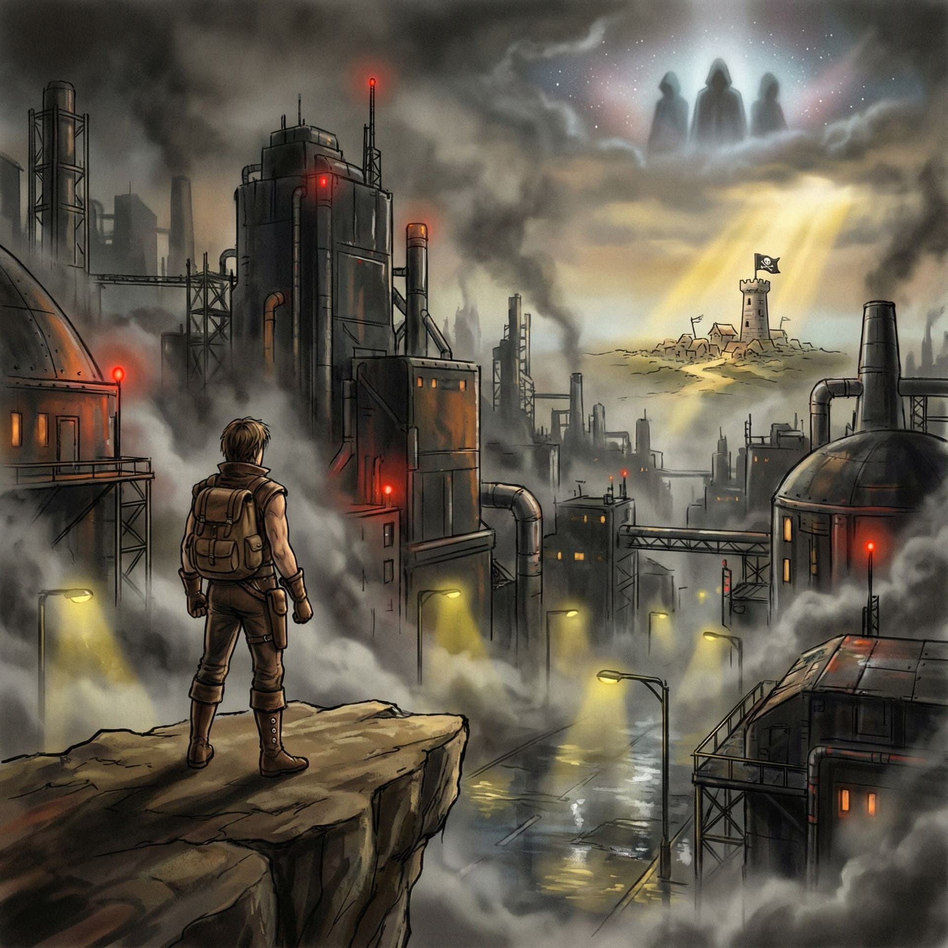 AI generated: Japanese 1990s RPG box art illustration,
 hand-painted airbrush art, romantic composition inspired b...