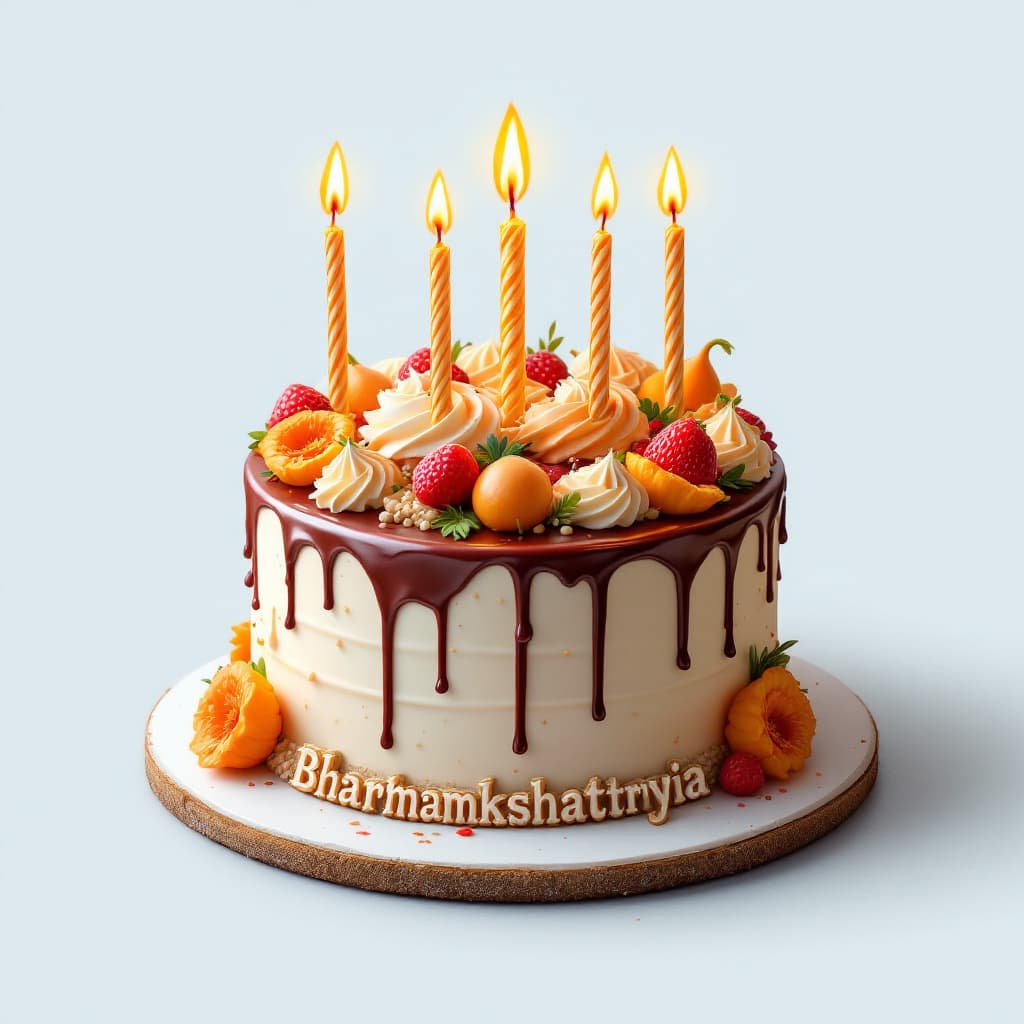AI generated: High resolution, birthday cake fancy, name at the bottom. Name is Brahmkshatriya