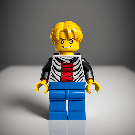 AI generated: mecro shot, Lego one piece, with name Lucas unde, artistic color variations, GF32-64mm f/4 lens, stu...