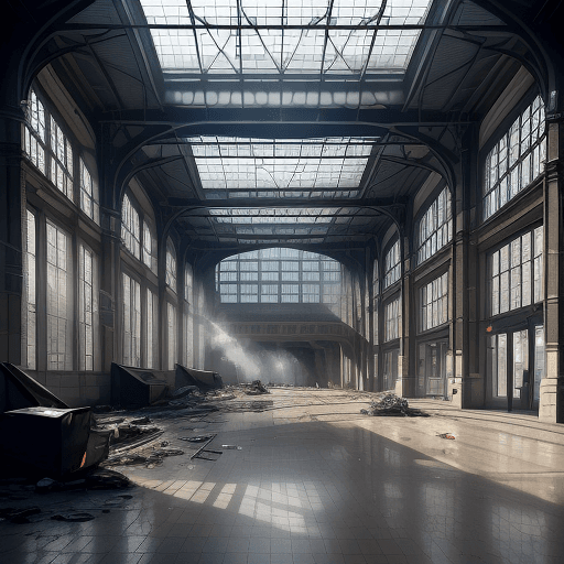 AI generated: Hyper realistic eye level photo of the inside of the trainstation in Brussel, bits off daylight shin...