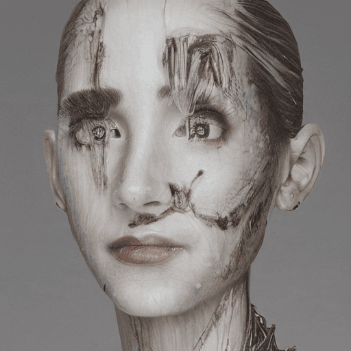 AI generated: cyborg woman emma watson Miyazaki| with a visible detailed brain| muscles cable wires| biopunk| cybe...