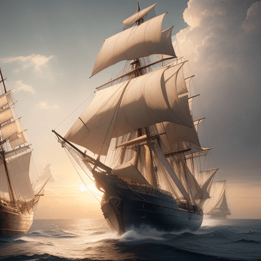AI generated: Photo of a ultra realistic sailing ship, dramatic light, pale sunrise, cinematic lighting, battered,...