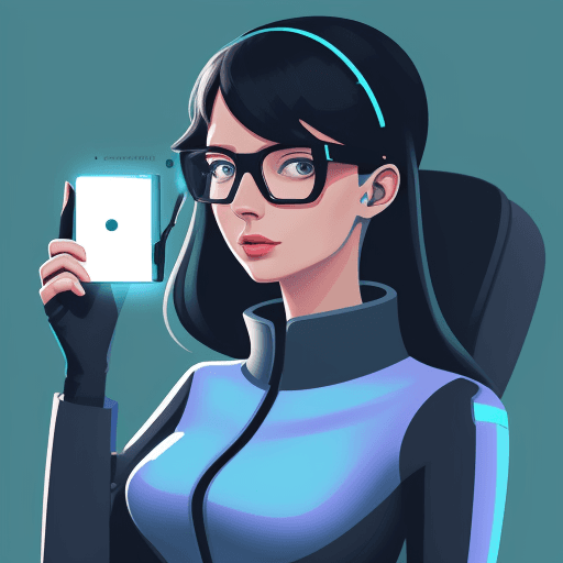 AI generated: awesome illustration, featured on FreePik, woman with smart glasses, futuristic, technology
