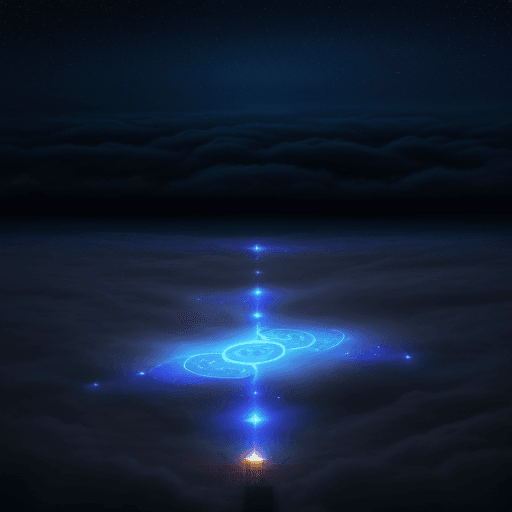 AI generated: aladdin carpet flying through the clouds 
in the night sky the carpet as the highlight

