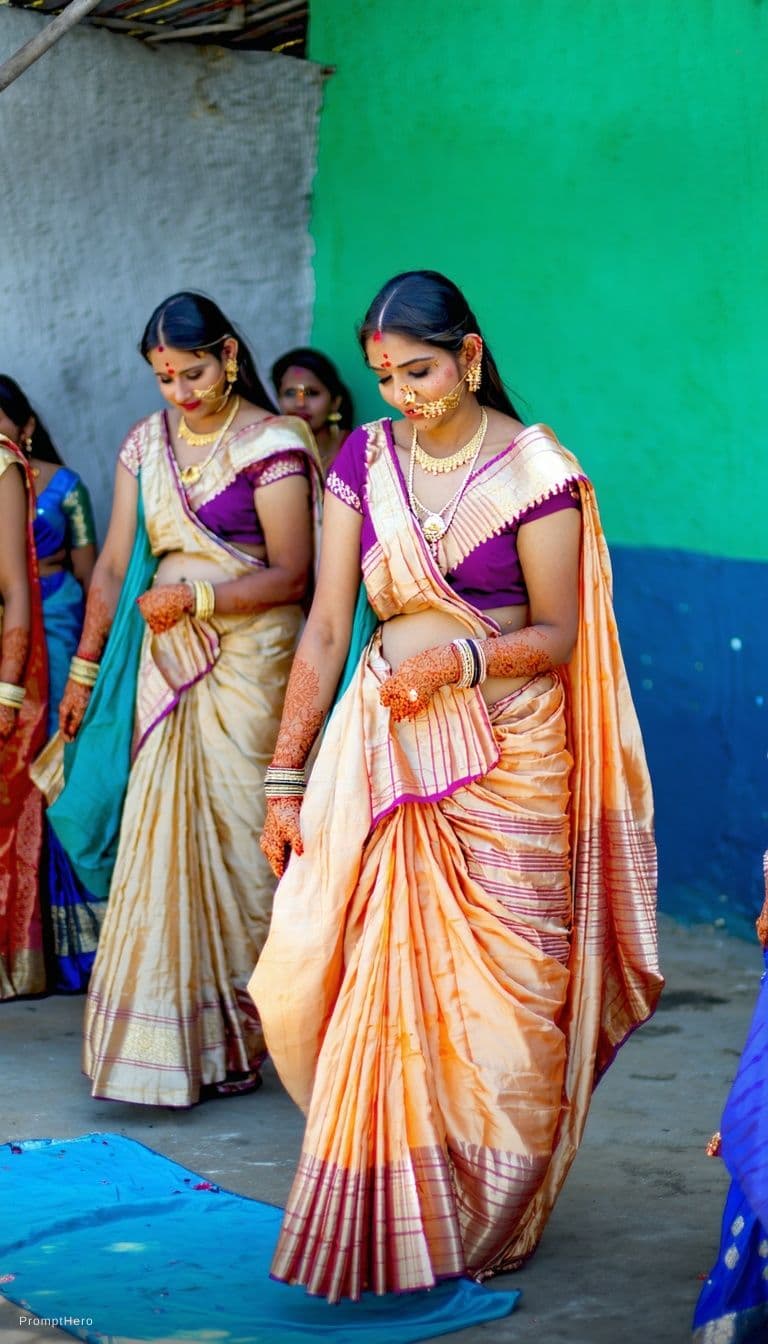 AI generated: dress remove saree remove girls