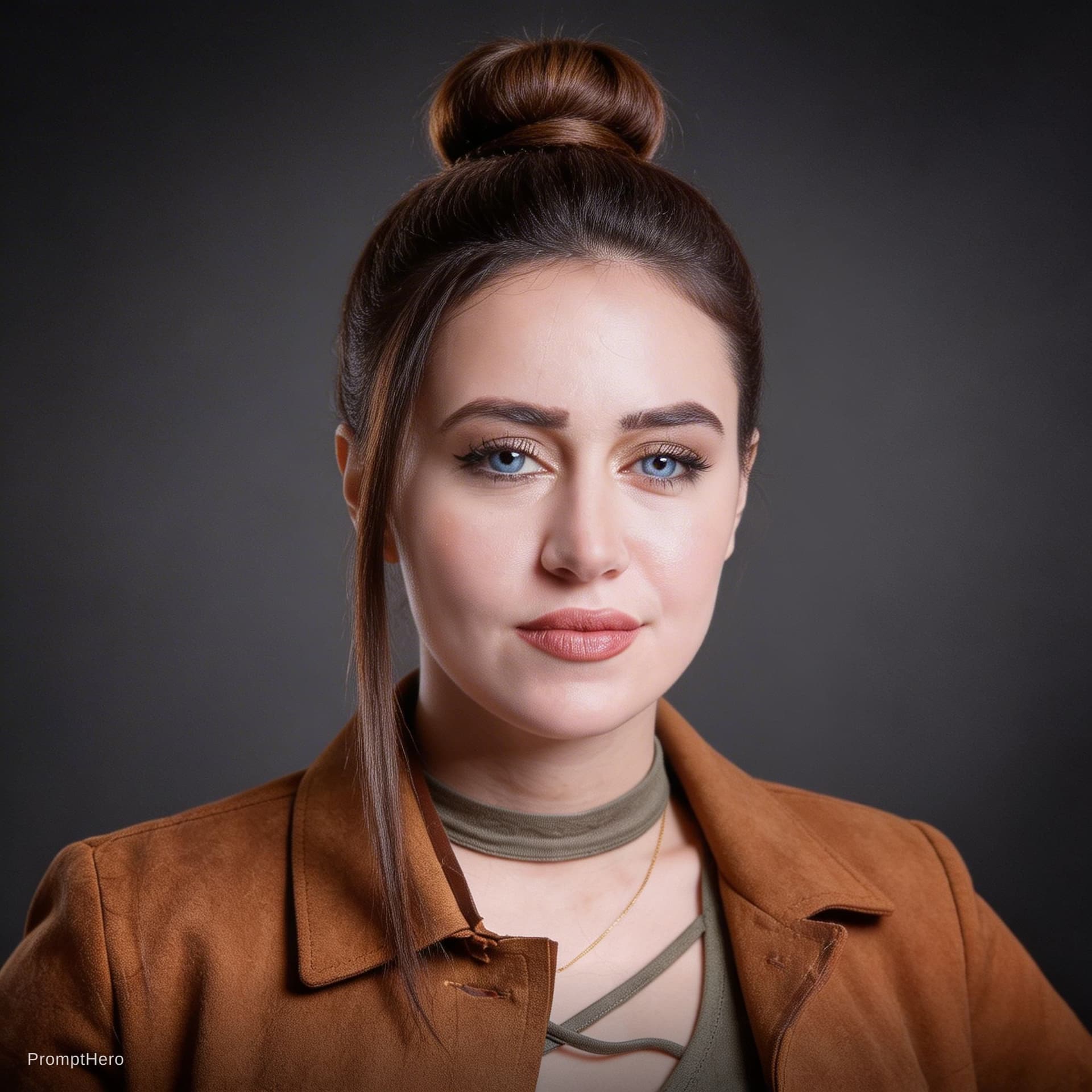 AI generated: {
  "subject_and_concept": {
    "exact_subject": "High-fashion portrait of a young woman.",
    "ex...