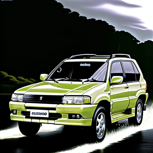 AI generated: carro tt, mitsubushi, pajero glx 2800, 1998, nascer do sol pálido, dia de chuva, desenho a carvão a ...
