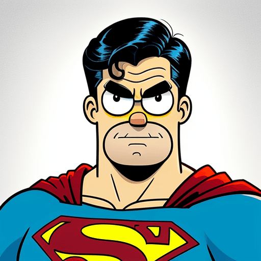 AI generated: Create a drawing of Superman inspired by Matt Groening's drawings of The Simpsons