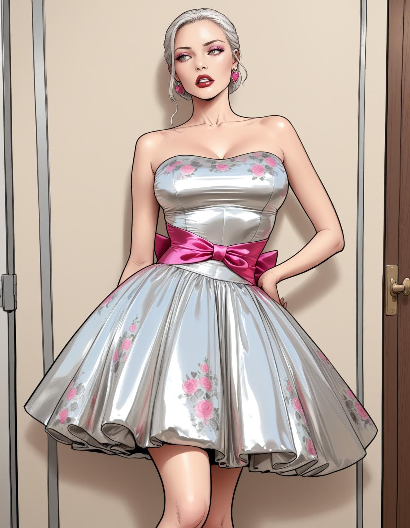 Floral Satin Bubble Skirt and Huge Backbow | Blow Me | ILXL