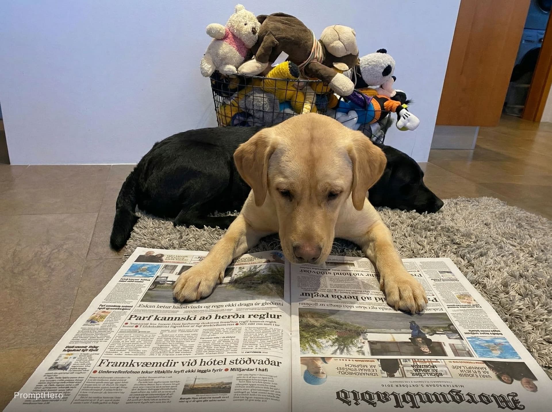 AI generated: Ronja reading the newspaper
