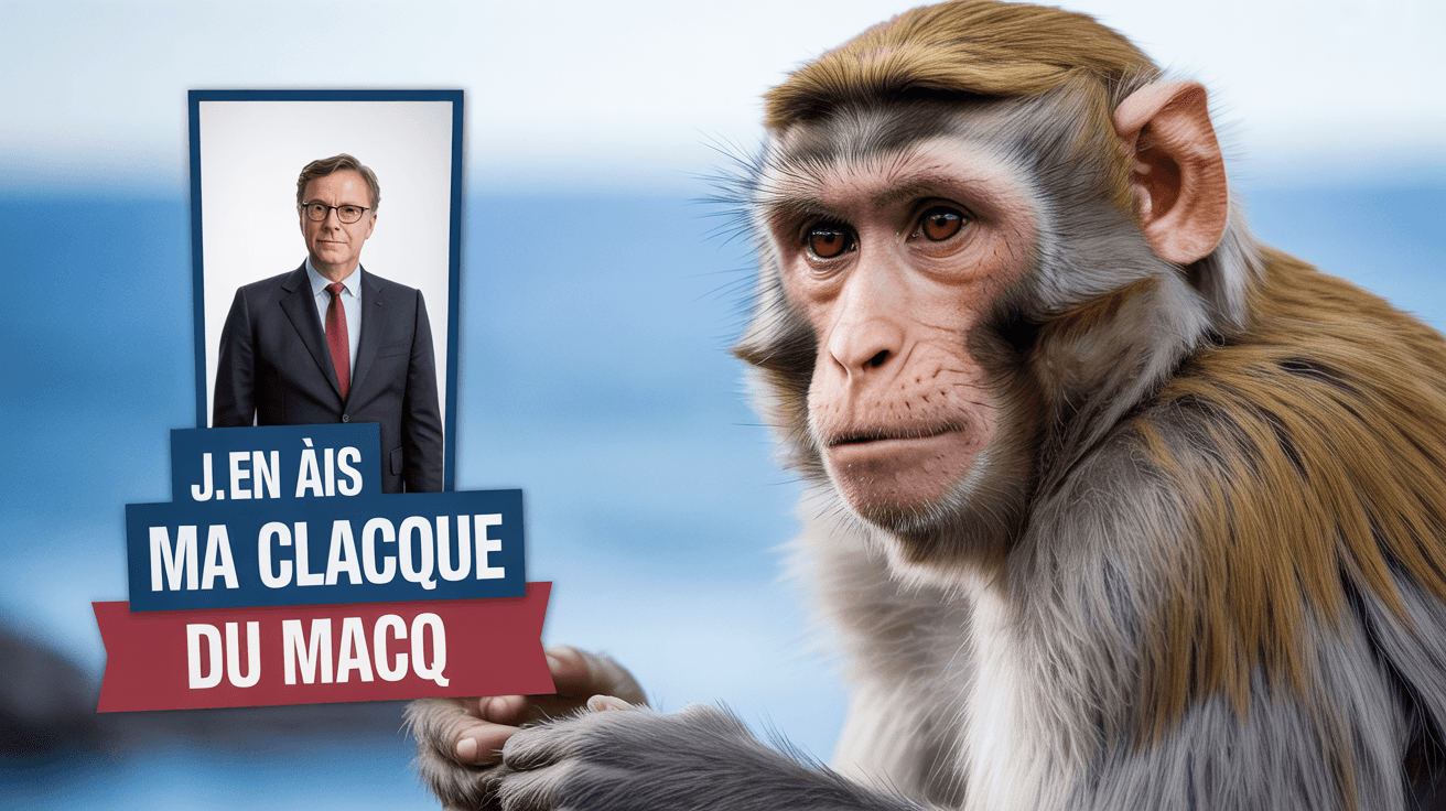 AI generated:  acurate official photo of quebec prime minister  francois  legeault as a monkey  image, banner and ...