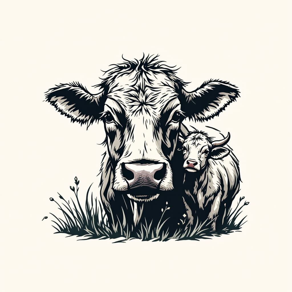 AI generated: cow ghee logo with cow and calf
