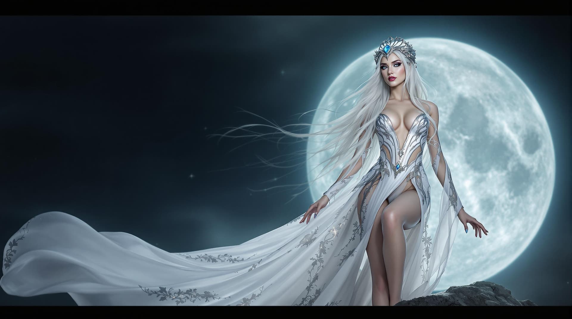 AI generated: a woman in a fantasy setting, with a wide-angle perspective that captures the intricate details of h...