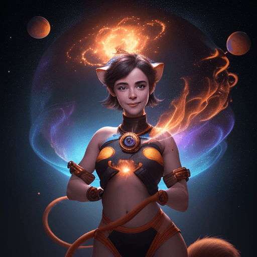 AI generated: high resolution cinematic portrait of a young happy beautiful and cute anthropomorphic female space ...