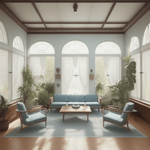 AI generated: High resolution photography interior design, dreamy sunken living room conversation pit, wooden floo...